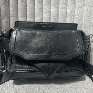 rag & bone Leather Crossbody Bag Black Chain Strap Designer Purse